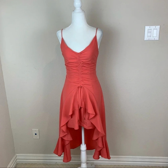 NWT Anthropologie Finders Keepers Midi Dress Ruffles Pink Size S - Picture 3 of 12